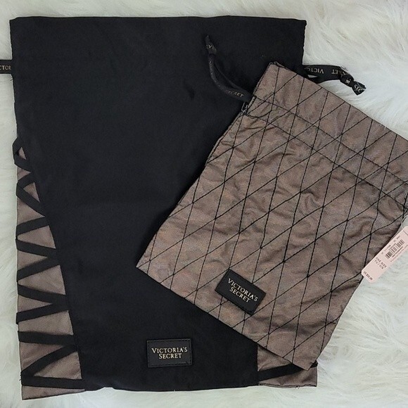 Victoria's Secret Handbags - Victoria's Secret black drawstring bags Set of two